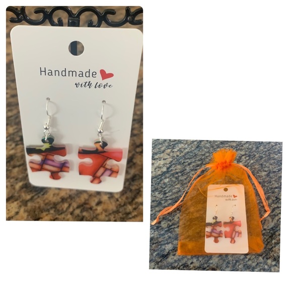 Handmade puzzle earrings - Picture 1 of 10